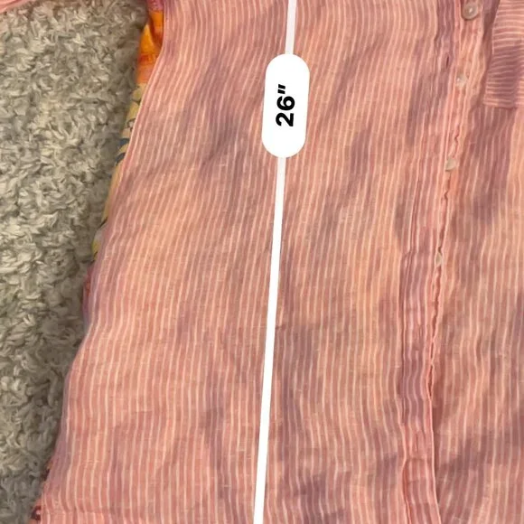 Soft Surroundings Pink Pinstripe Patchwork Back Button-Up XS - Picture 8 of 15